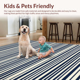 Ultra Soft Area Rug, Non Slip, Stain Resistant, Washable Area Rugs for Living Room, Bedroom, Serene Coastal Vibe with Anchor(Blue)