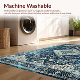 Ultra Soft Area Rug, Non Slip, Stain Resistant, Washable Area Rugs for Living Room, Bedroom, Chic Lattice Pattern in Blue Tones(Blue)