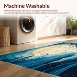 Ultra Soft Area Rug, Non Slip, Stain Resistant, Washable Area Rugs for Living Room, Bedroom, Ocean Depths Bright Colors Fish Beige Area Coastal Design(Blue)