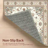 Ultra Soft Area Rug, Non Slip, Stain Resistant, Washable Area Rugs for Living Room, Bedroom, Classic Medallion Design Non Slip Area(Ivory)