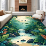 Ultra Soft Area Rug, Non Slip, Stain Resistant, Washable Area Rugs for Living Room, Bedroom, Playful Animal Motif Aesthetic(Green)