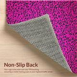 Ultra Soft Area Rug, Non Slip, Stain Resistant, Washable Area Rugs for Living Room, Bedroom, Vibrant Youthful Leopard Motif(Pink)