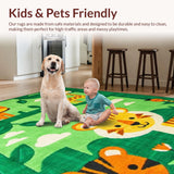 Ultra Soft Area Rug, Non Slip, Stain Resistant, Washable Area Rugs for Living Room, Bedroom, Vibrant Jungle Animal Aesthetic(Green)