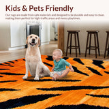 Ultra Soft Area Rug, Non Slip, Stain Resistant, Washable Area Rugs for Living Room, Bedroom, Vibrant Exotic Patterned Textiles(Orange)