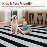 Ultra Soft Area Rug, Non Slip, Stain Resistant, Washable Area Rugs for Living Room, Bedroom, Rustic Textured Linear Patterns(Black)