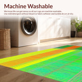Ultra Soft Area Rug, Non Slip, Stain Resistant, Washable Area Rugs for Living Room, Bedroom, Soft Green Geometric Lines(Yellow)