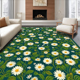 Ultra Soft Area Rug, Non Slip, Stain Resistant, Washable Area Rugs for Living Room, Bedroom, 3D Moss Green Daisy Rug for Living Room Decor(Green)