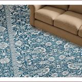 Ultra Soft Area Rug, Non Slip, Stain Resistant, Washable Area Rugs for Living Room, Bedroom, Timeless Dual-Toned Floral Arrangement(Blue)