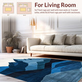 Ultra Soft Area Rug, Non Slip, Stain Resistant, Washable Area Rugs for Living Room, Bedroom, Serene Indigo and Cream Nature Fusion(Blue)