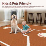 Ultra Soft Area Rug, Non Slip, Stain Resistant, Washable Area Rugs for Living Room, Bedroom, Unique Rustic Baseball Fusion(Brown)