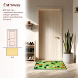 Ultra Soft Area Rug, Non Slip, Stain Resistant, Washable Area Rugs for Living Room, Bedroom, Vibrant Playful Creature Motif(Green)
