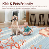 Ultra Soft Area Rug, Non Slip, Stain Resistant, Washable Area Rugs for Living Room, Bedroom, Vibrant Marine Life Textured Surface(Blue)