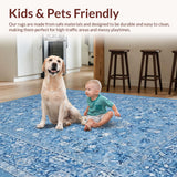 Ultra Soft Area Rug, Non Slip, Stain Resistant, Washable Area Rugs for Living Room, Bedroom, Cute Preppy Room Decor(Blue)