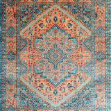 Ultra Soft Area Rug, Non Slip, Stain Resistant, Washable Area Rugs for Living Room, Bedroom, Chic Sky Blue Tiled Aesthetic(Orange)