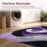 Ultra Soft Area Rug, Non Slip, Stain Resistant, Washable Area Rugs for Living Room, Bedroom, Luxurious Purple Grey Flowing Patterns(Purple)
