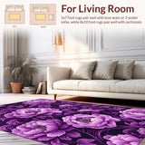 Ultra Soft Area Rug, Non Slip, Stain Resistant, Washable Area Rugs for Living Room, Bedroom, Stylish Modern Botanical Print(Purple)