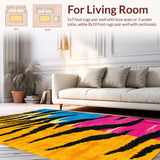 Ultra Soft Area Rug, Non Slip, Stain Resistant, Washable Area Rugs for Living Room, Bedroom, Animal Print Dorm Room Polyester Area Mat(Yellow)
