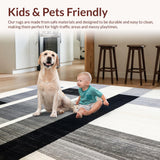 Ultra Soft Area Rug, Non Slip, Stain Resistant, Washable Area Rugs for Living Room, Bedroom, Modern Black and White Striped Rug Geometric Design(Gray)