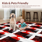 Ultra Soft Area Rug, Non Slip, Stain Resistant, Washable Area Rugs for Living Room, Bedroom, Artistic Minimalist Web Arrangement(Red)