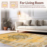 Ultra Soft Area Rug, Non Slip, Stain Resistant, Washable Area Rugs for Living Room, Bedroom, Contemporary Minimalist Motif(Gold)