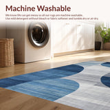 Ultra Soft Area Rug, Non Slip, Stain Resistant, Washable Area Rugs for Living Room, Bedroom, Artistic Subtle Circular Motif(Blue)