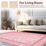 Ultra Soft Area Rug, Non Slip, Stain Resistant, Washable Area Rugs for Living Room, Bedroom, Delicate Feminine Whimsical Touch(Pink)