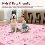 Ultra Soft Area Rug, Non Slip, Stain Resistant, Washable Area Rugs for Living Room, Bedroom, Vibrant Child-friendly Graphic Display(Pink)