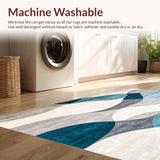 Ultra Soft Area Rug, Non Slip, Stain Resistant, Washable Area Rugs for Living Room, Bedroom, Contemporary Geometric Waves with Gray Light Blue and Cream Accents(Gray)