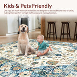 Ultra Soft Area Rug, Non Slip, Stain Resistant, Washable Area Rugs for Living Room, Bedroom, Contemporary Light Bloom Design(Beige)
