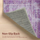 Ultra Soft Area Rug, Non Slip, Stain Resistant, Washable Area Rugs for Living Room, Bedroom, Stylish Curved Linear Motif(Purple)