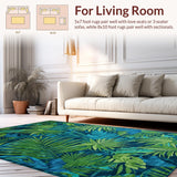 Ultra Soft Area Rug, Non Slip, Stain Resistant, Washable Area Rugs for Living Room, Bedroom, Vibrant Boho Botanical Aesthetic(Blue)