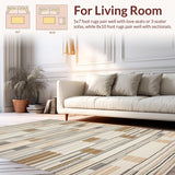Ultra Soft Area Rug, Non Slip, Stain Resistant, Washable Area Rugs for Living Room, Bedroom, Cozy Neutral Tones Tiled Motif(Beige)