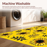 Ultra Soft Area Rug, Non Slip, Stain Resistant, Washable Area Rugs for Living Room, Bedroom, Rustic Sunflower Motif Delight(Yellow)