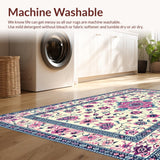 Ultra Soft Area Rug, Non Slip, Stain Resistant, Washable Area Rugs for Living Room, Bedroom, Stylish Pink and Cream Floral Blend(Beige)