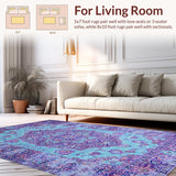 Ultra Soft Area Rug, Non Slip, Stain Resistant, Washable Area Rugs for Living Room, Bedroom, Luxurious Textured Geometric Layout(Blue)