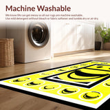 Ultra Soft Area Rug, Non Slip, Stain Resistant, Washable Area Rugs for Living Room, Bedroom, Modern Psychedelic Round Shape(Yellow)