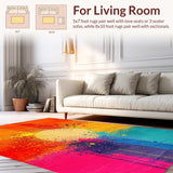 Ultra Soft Area Rug, Non Slip, Stain Resistant, Washable Area Rugs for Living Room, Bedroom, Vibrant Contemporary Splash Aesthetic(Orange)
