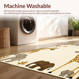 Ultra Soft Area Rug, Non Slip, Stain Resistant, Washable Area Rugs for Living Room, Bedroom, Serene Neutral Tones with Animal Art(Beige)