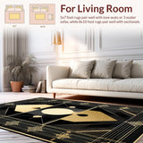 Ultra Soft Area Rug, Non Slip, Stain Resistant, Washable Area Rugs for Living Room, Bedroom, Striking Black and Gold Elegance(Gold)