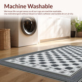 Ultra Soft Area Rug, Non Slip, Stain Resistant, Washable Area Rugs for Living Room, Bedroom, Stylish Abstract Linear Design(Black)