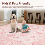Ultra Soft Area Rug, Non Slip, Stain Resistant, Washable Area Rugs for Living Room, Bedroom, Vibrant Fluffy Oval Aesthetic(Pink)