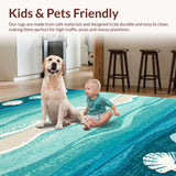 Ultra Soft Area Rug, Non Slip, Stain Resistant, Washable Area Rugs for Living Room, Bedroom, Whimsical Nautical Plush Comfort(Blue)
