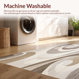 Ultra Soft Area Rug, Non Slip, Stain Resistant, Washable Area Rugs for Living Room, Bedroom, Chic Area with Abstract Swirl in Beige and Taupe Shades(Beige)