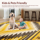 Ultra Soft Area Rug, Non Slip, Stain Resistant, Washable Area Rugs for Living Room, Bedroom, Vintage Tribal Patterned Aesthetic(Yellow)