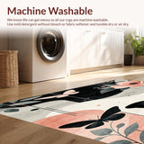 Ultra Soft Area Rug, Non Slip, Stain Resistant, Washable Area Rugs for Living Room, Bedroom, Chic Flower Fantasy Area with Abstract Insect Silhouettes and Boho Flourish(Gray)