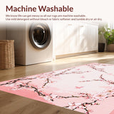 Ultra Soft Area Rug, Non Slip, Stain Resistant, Washable Area Rugs for Living Room, Bedroom, Elegant Floral Garden Inspiration(Pink)