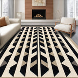 Ultra Soft Area Rug, Non Slip, Stain Resistant, Washable Area Rugs for Living Room, Bedroom, Foldable Plastic Straw Featuring Geometric Chevron Design(Beige)