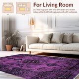 Ultra Soft Area Rug, Non Slip, Stain Resistant, Washable Area Rugs for Living Room, Bedroom, Vintage Ethnic Geometric Arrangement(Purple)