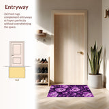 Ultra Soft Area Rug, Non Slip, Stain Resistant, Washable Area Rugs for Living Room, Bedroom, Stylish Modern Botanical Print(Purple)