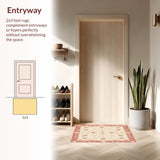 Ultra Soft Area Rug, Non Slip, Stain Resistant, Washable Area Rugs for Living Room, Bedroom, Chic Boho Floral Medallion Area Pet & Kid Friendly Easy Care(Beige)